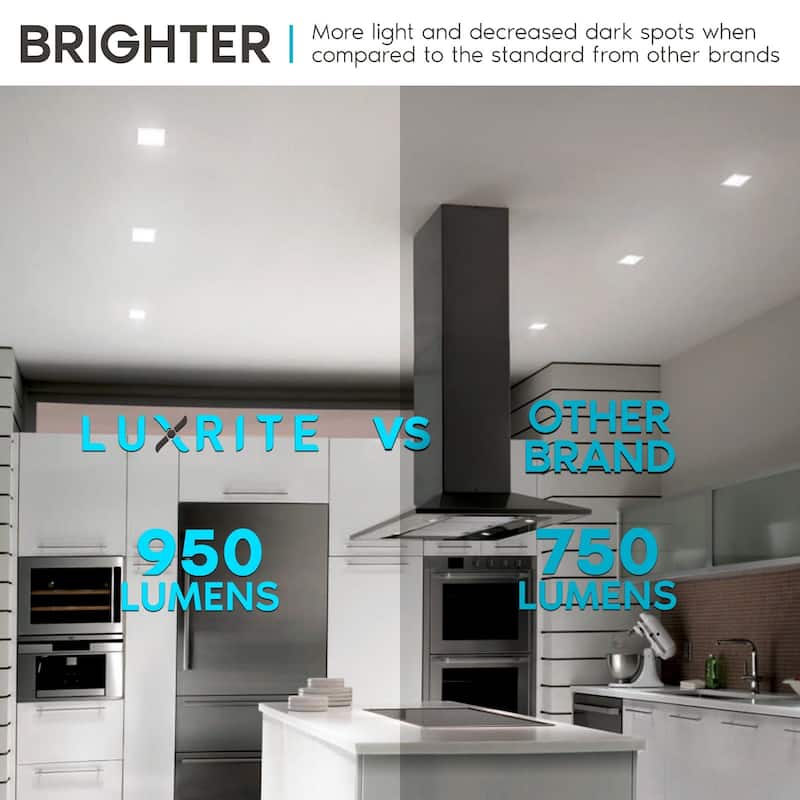 Luxrite 16Pack 4" Square LED Recessed Can Light 14W=75W 5 Color Option